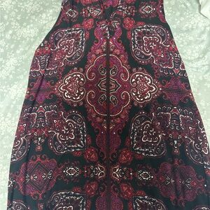Roz & Ali Red and Purple Paisley Midi Skirt